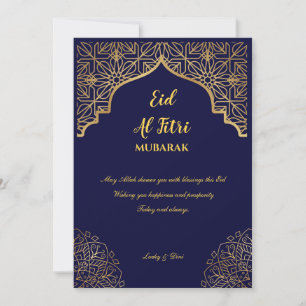 Eid Mubarak Gouden Mandala Marineblauwe Feestdag Feestdagenkaart