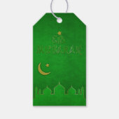 Eid Mubarak Green Gold Mosque Cadeaulabel (Voorkant)