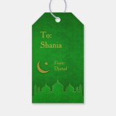 Eid Mubarak Green Gold Mosque Cadeaulabel (Achterkant)