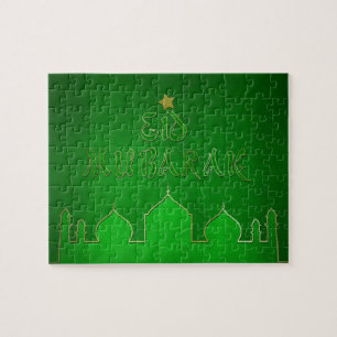 Eid Mubarak Green Gold Mosque Legpuzzel