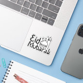 "Eid Mubarak" handgetekende letters Sticker (Laptop met iPhone)
