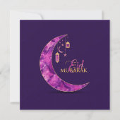 Eid Mubarak - Happy Eid - Amethyst Crescent Feestdagenkaart (Voorkant)