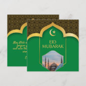 Eid Mubarak in Green Background Kaart (Voorkant / Achterkant)