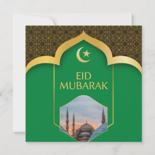 Eid Mubarak in Green Background Kaart