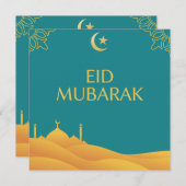Eid Mubarak in Turquoise Background Kaart (Voorkant / Achterkant)