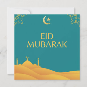 Eid Mubarak in Turquoise Background Kaart
