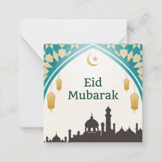 Eid Mubarak in White Background Note Kaart Notitiekaartje