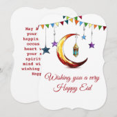 Eid Mubarak Islamic Crescent Feestdagenkaart (Voorkant / Achterkant)