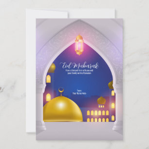 Eid Mubarak   Islamitische decoratieve deur en pil Kaart