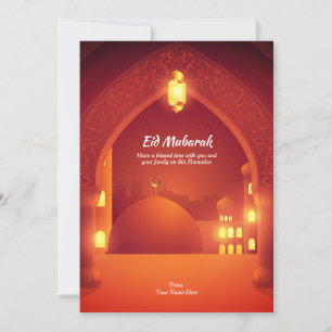 Eid Mubarak   Islamitische decoratieve deur en pil Kaart