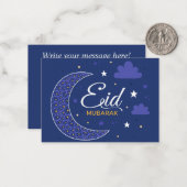 Eid Mubarak Islamitische Halvemaan Notitiekaartje (Voorkant / Achterkant in situ)