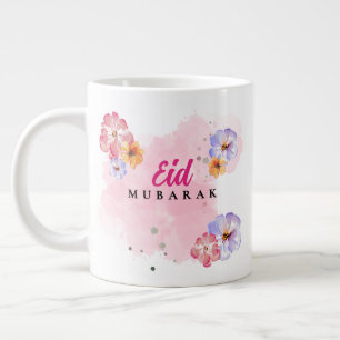 Eid Mubarak Jumbo Koffiemok - Bloemige Aquarel Extra Grote Beker