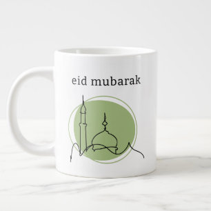 Eid Mubarak Jumbo Koffiemok - Moskee Lijntekening Extra Grote Beker