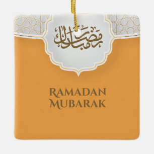 Eid Mubarak Kaart met Masjid Keramisch Ornament