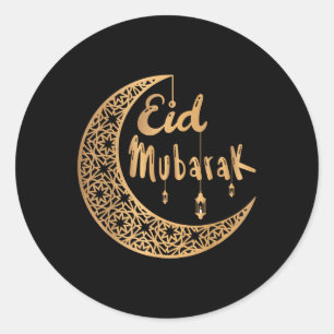 Eid Mubarak Kareem Islamitische Vasten Kinder Vrou Ronde Sticker