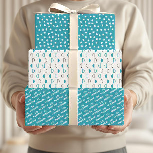 Eid Mubarak Kinder Blue Moon Star Quote Inpakpapier Vel