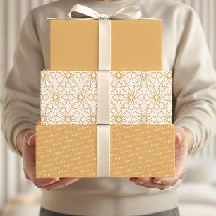 Eid Mubarak Kinder Geel Patrooncitaat Witte Tekst Inpakpapier Vel