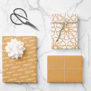 Eid Mubarak Kinder Geel Patrooncitaat Witte Tekst Inpakpapier Vel