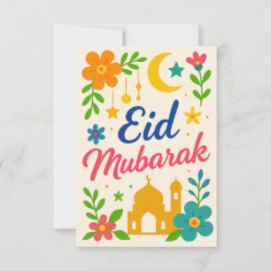 Eid Mubarak - Kleurrijk voor kinderen Moskee Bloem Kaart