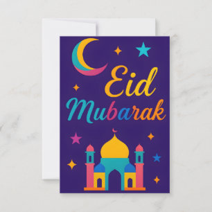 Eid Mubarak - Kleurrijk voor kinderen Moskee Bloem Kaart