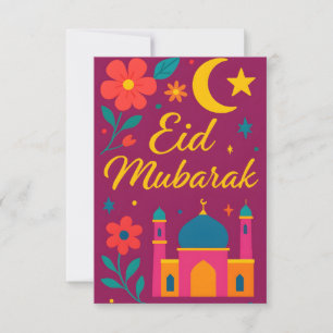Eid Mubarak - Kleurrijk voor Kinderen Moskee Bloem Kaart