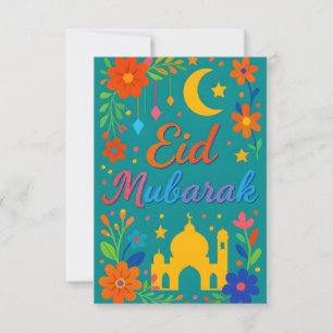 Eid Mubarak - Kleurrijk voor Kinderen Moskee Bloem Kaart
