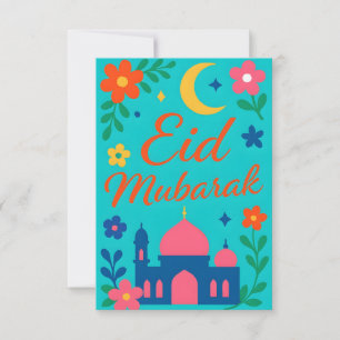 Eid Mubarak - Kleurrijk voor Kinderen Moskee Bloem Kaart