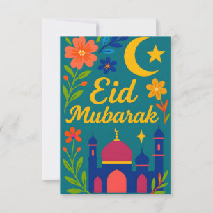Eid Mubarak - Kleurrijk voor Kinderen Moskee Bloem Kaart