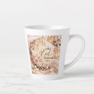 Eid Mubarak koffiekop   Bloemige islamitische gesc Latte Mok