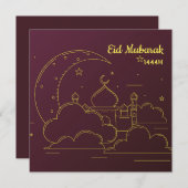 Eid Mubarak Line art Feestdagenkaart (Voorkant / Achterkant)