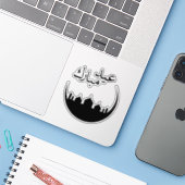 Eid Mubarak Maan Moskee Silhouet Sticker (Laptop met iPhone)