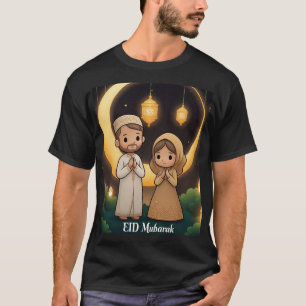 Eid Mubarak Mannen T-shirt met Schattige moslimkop