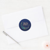Eid Mubarak - Marmer en Goud Ronde Sticker (Envelop)