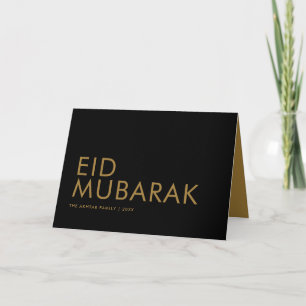 Eid Mubarak Modern Zwart en Goud Islamitische Fees Kaart