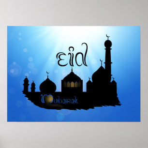 Eid Mubarak-moskee met Typografie Poster