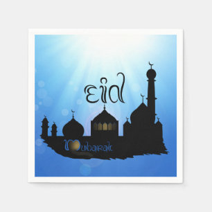 Eid Mubarak-moskee met Typografie Servetten