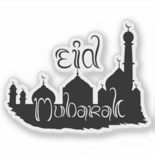 Eid Mubarak-moskee met Typografie Sticker