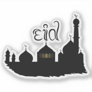 Eid Mubarak-moskee met Typografie Sticker
