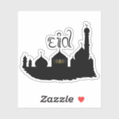 Eid Mubarak-moskee met Typografie Sticker (Vel)