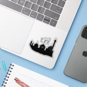 Eid Mubarak-moskee met Typografie Sticker (Laptop met iPhone)