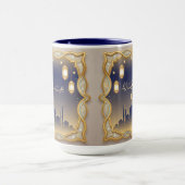 Eid Mubarak Mosque Skyline Blue & Gold Mug (Centre)