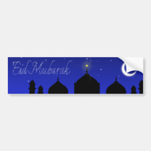Eid Mubarak Night Stars Mosque Bumpersticker