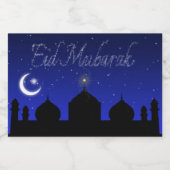 Eid Mubarak Night Stars Mosque Voedselcontainer Etiket (Enkel label)