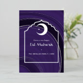 Eid Mubarak Paars en Zilver Agate Folie Vakantie C Folie Feestdagenkaart (Staand Voorkant)