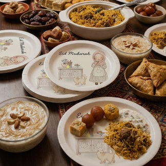 Eid Mubarak Papieren Borden Moslim Feest Bordje