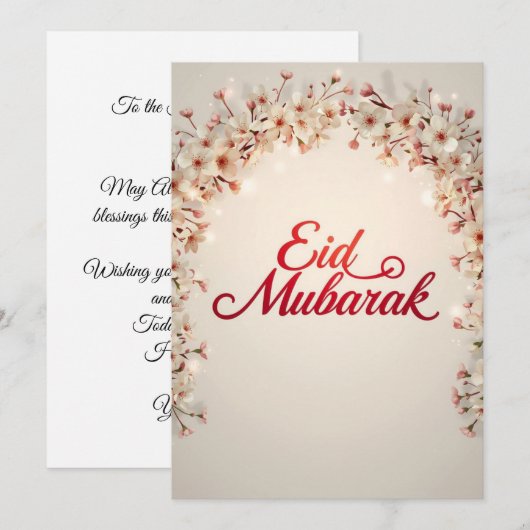 Eid mubarak Personalized Floral Greeting Card Kaart (Voorkant / Achterkant)
