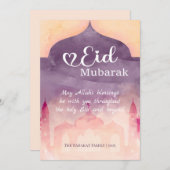 Eid Mubarak Persoonlijke kaart met Moskee ontwerp (Voorkant / Achterkant)