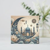 Eid Mubarak Ramadan Aanpasbare Groet Tekst Feestdagenkaart (Staand voorkant)