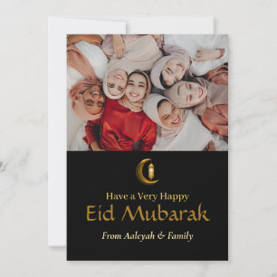 Eid Mubarak Ramadan Elegante Foto Zwarte Goud Feestdagenkaart