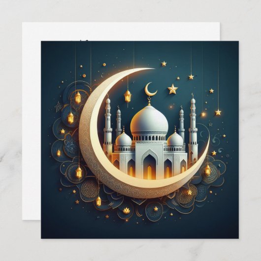 Eid Mubarak Ramadan Groeten Tekst Feestdagenkaart (Voorkant / Achterkant)